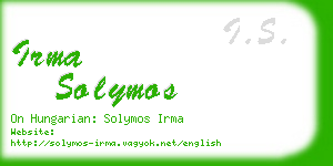 irma solymos business card